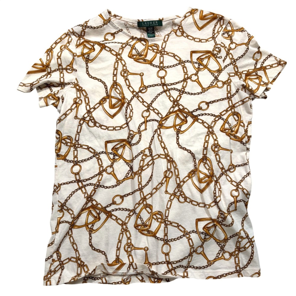 Preppy Quiet Luxury Ralph Lauren Equestrian Chain Stirrup Cotton Tee Shirt